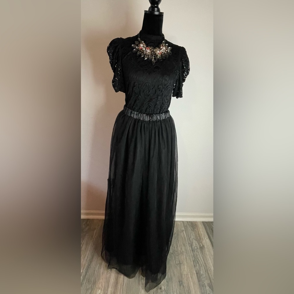 Long Black Tulle Skirt